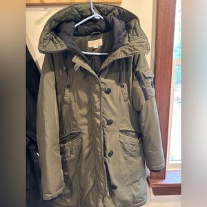 Michael kors army green winter coat (size large)